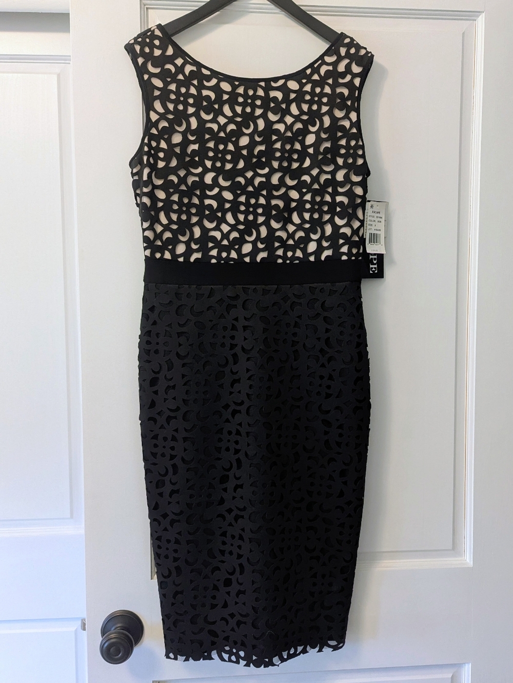NWT Black and Nude Overlay Sheath Dress Size 6